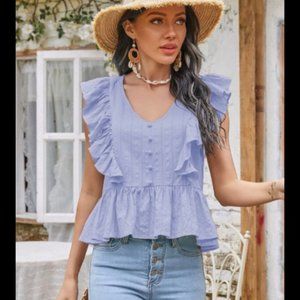NEW! Gorgeous Blue Ruffle Blouse